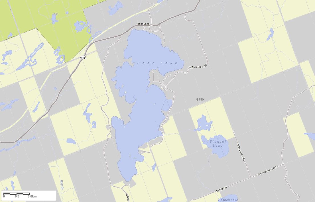 Crown Land Map of Bear Lake in Municipality of McMurrich and the District of Parry Sound